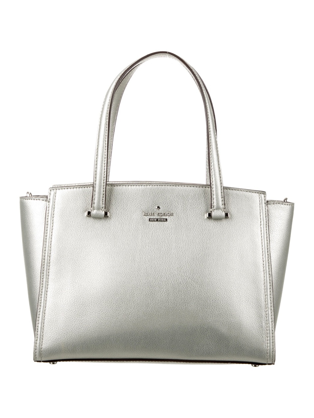kate spade metallic silver tote bag